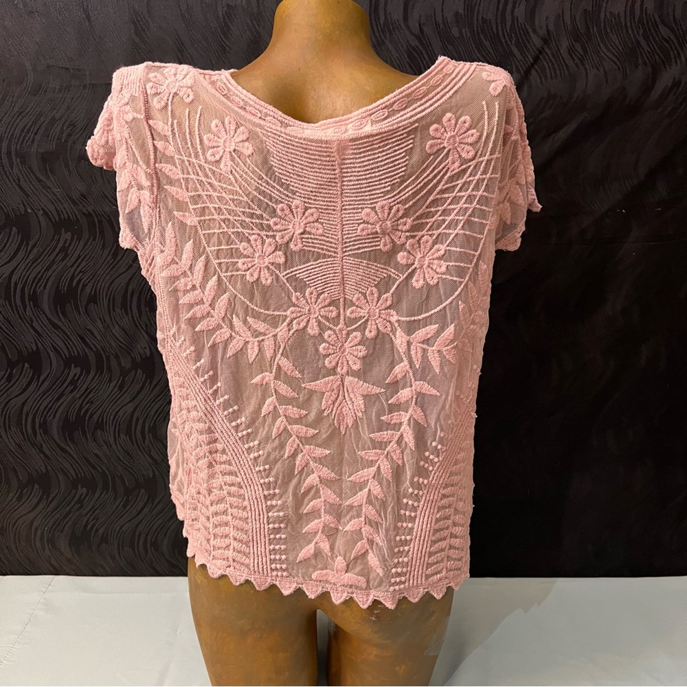 Say What? Pink Floral Embroidered Lace Top - Picture 4 of 6